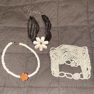 Three beaded bracelets/anklets